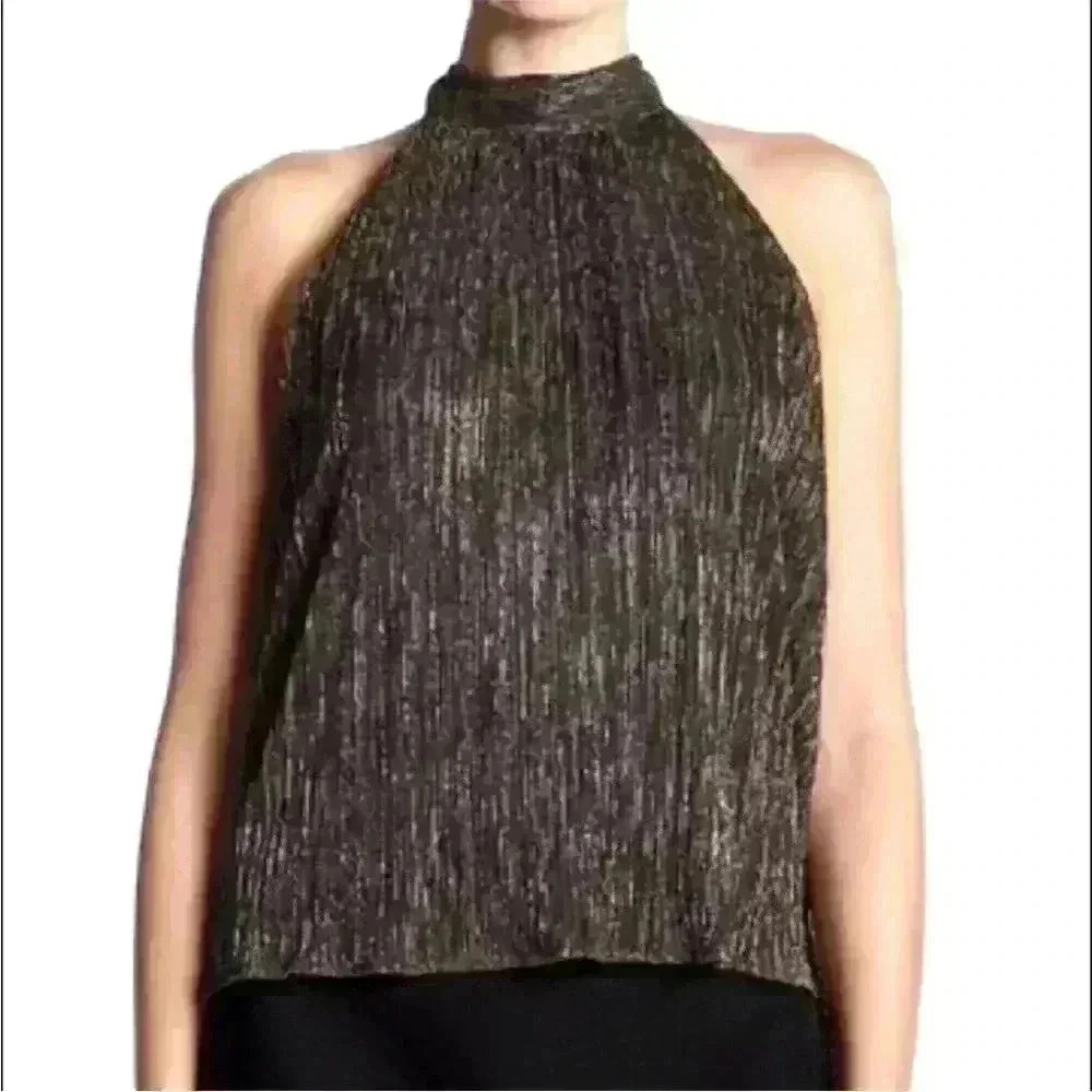 ASTR the Label Tina Metallic Halter Top